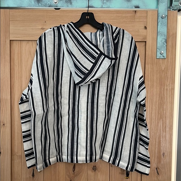 NEW Tory Burch Awning Stripe Linen Hoodie  – Size XS - Picture 9 of 12